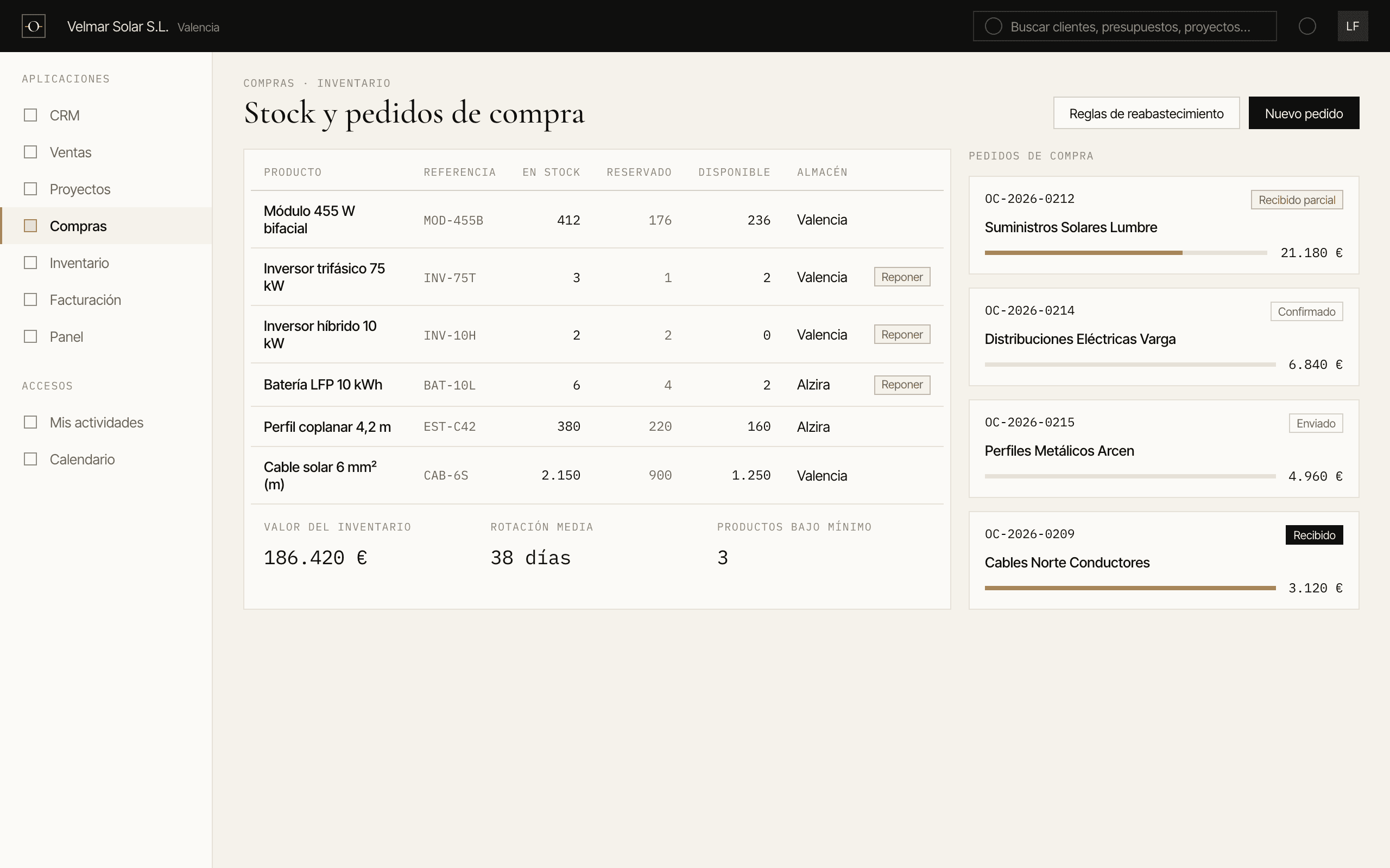 Captura de Odoo: Compras e inventario